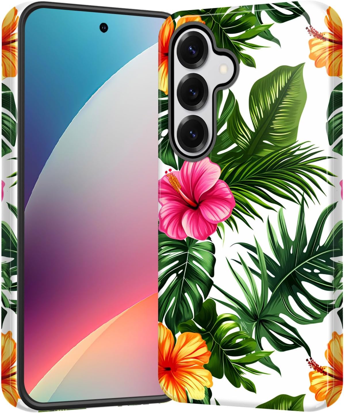 Detalle de CICPLKSE Galaxy S26 Case, Dual-Layer TPU/PC Cover with Tropical Floral Design