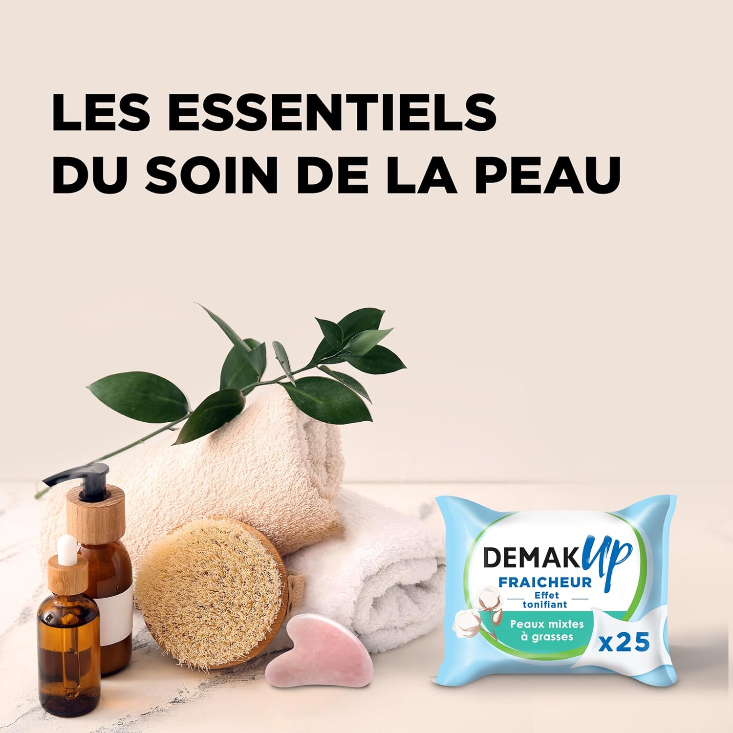 Detalle de Demak'Up Fraîcheur Lingettes démaquillantes pour peaux mixtes à grasses, 3x25