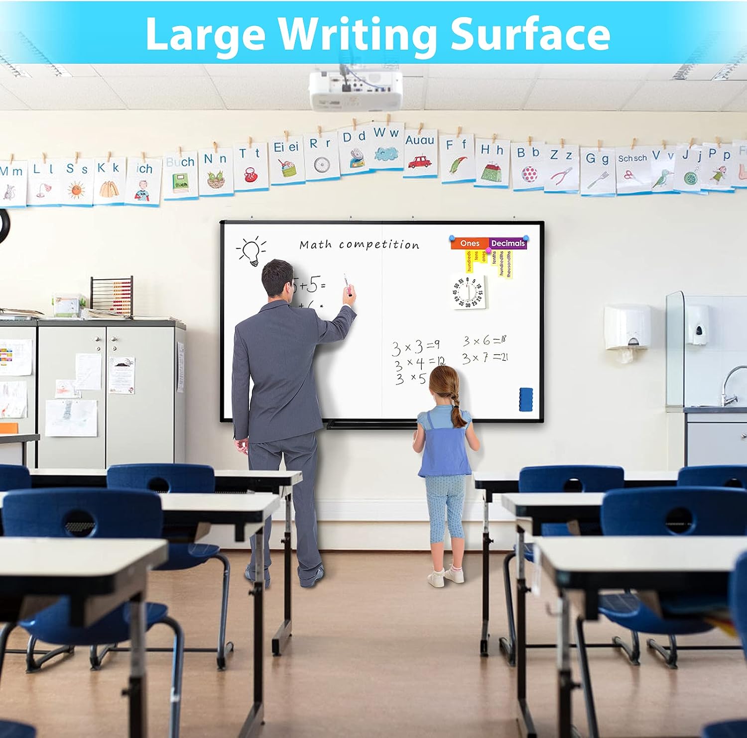 Detalle de maxtek 72 x 40 in Magnetic Dry-Erase Board, Foldable Aluminum Frame