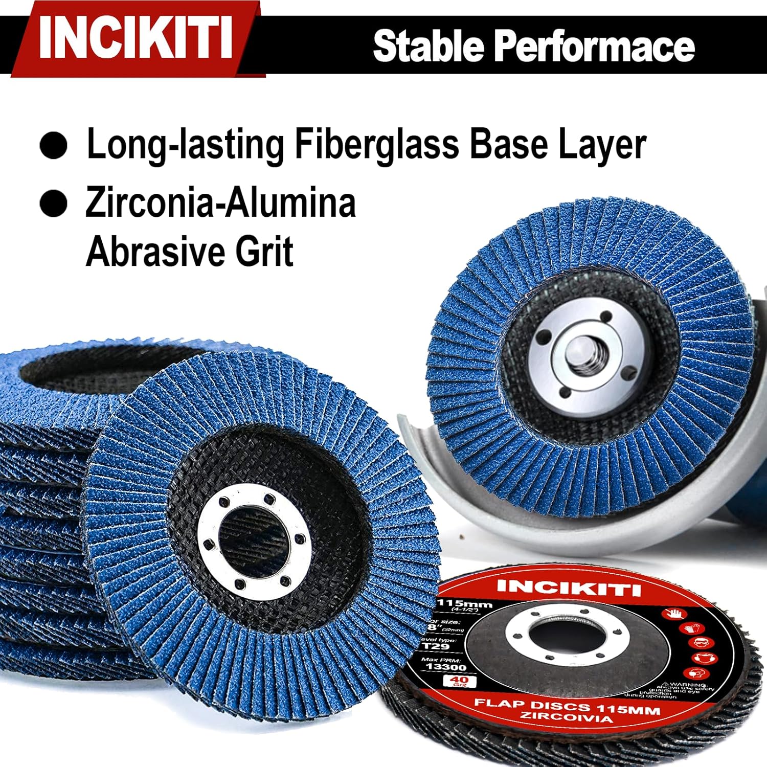 Thumbnail 4 de INCIKITI 115mm Type 29 flap discs for angle grinders (20 pack, mixed grits)