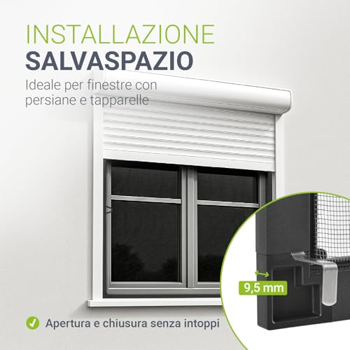 Detalle de Juskys Zanzariera con telaio in alluminio 110 x 130 cm — protezione affidabile contro insetti per finestre da appendere