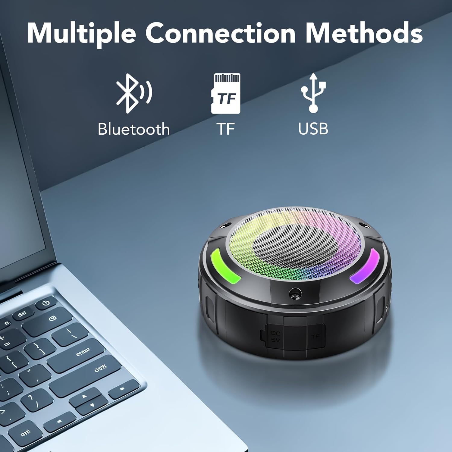Thumbnail 3 de Bluetooth Speaker, 2026 Portable Wireless Shower Speaker with Detachable Hook and LED Light
