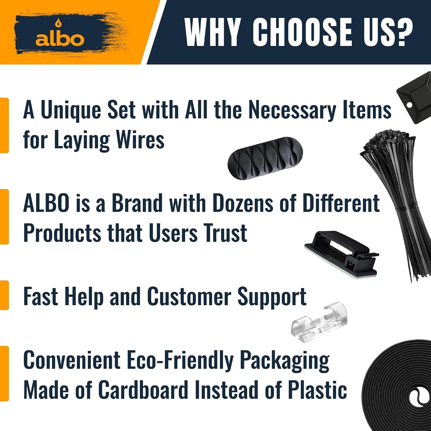 Thumbnail 5 de Albo CableManagement425mn Cable Management Kit, 425-Piece Black Set