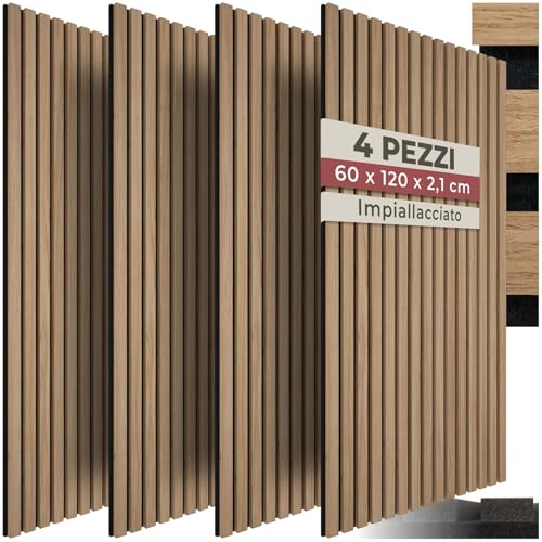 Detalle de tectake Set di 4 Pannelli Acustici Effetto Legno: design moderno e assorbimento elevato