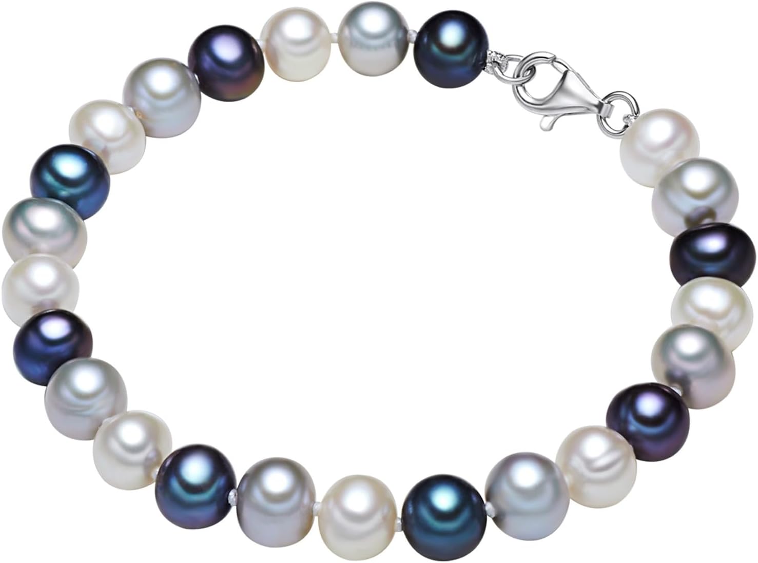 Detalle de Valero Pearls Bracciale di perle Donna in Argento Sterling: bracciale con perle d'acqua dolce e chiusura in 925