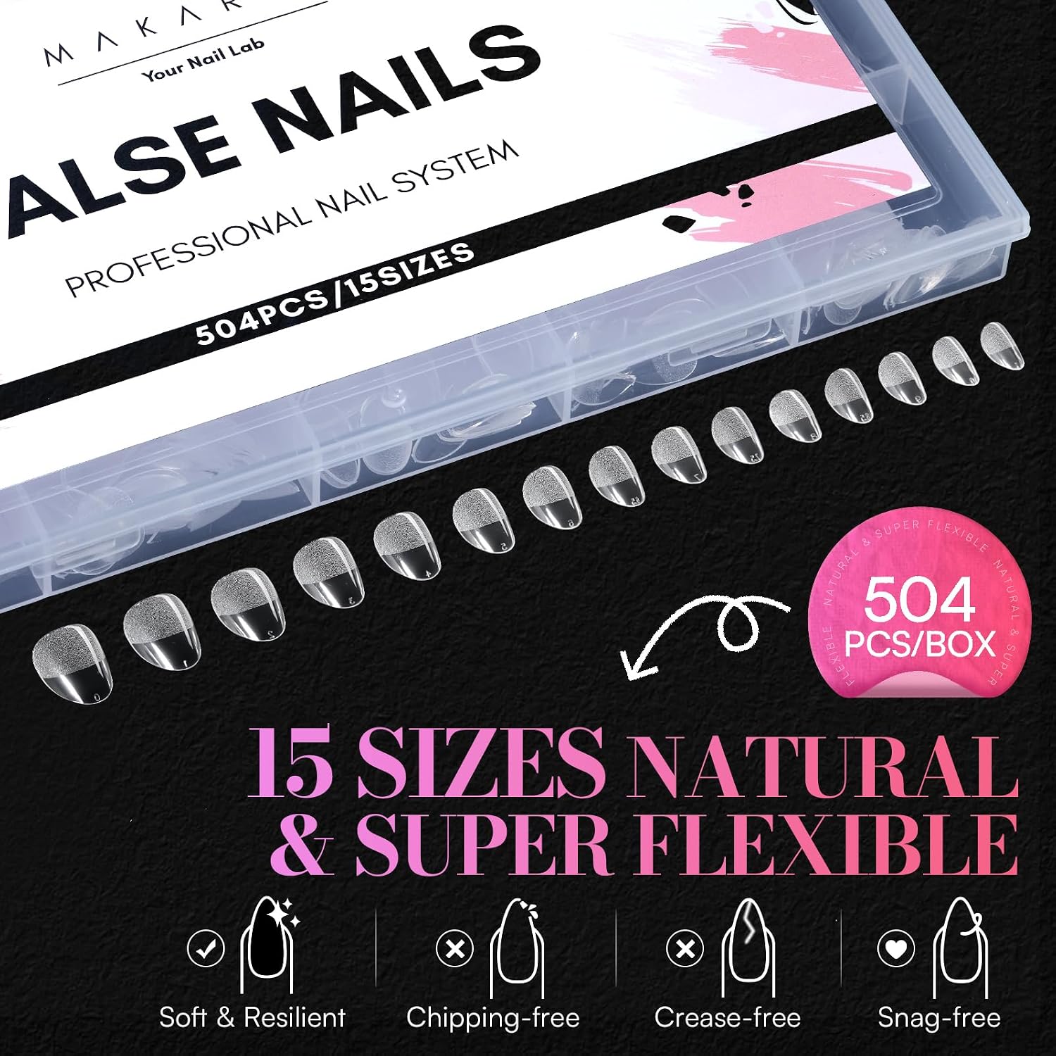Detalle 2 de Makartt Almond Nail Tips, Extra Short