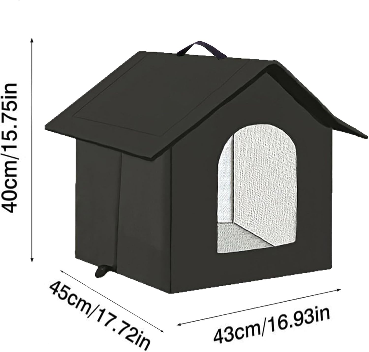 Detalle de Katzenhaus Outdoor – Wasserdichtes, isoliertes Katzenhäuschen für Draußen (L, Schwarz-1)