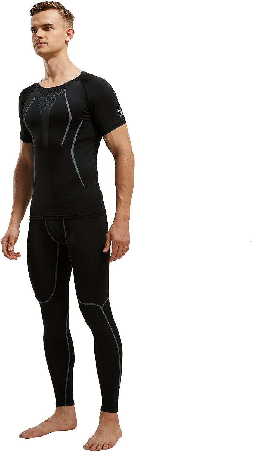 Detalle de AMZSPORT Maglie Compressione Uomo – Maglietta Palestra a Manica Corta