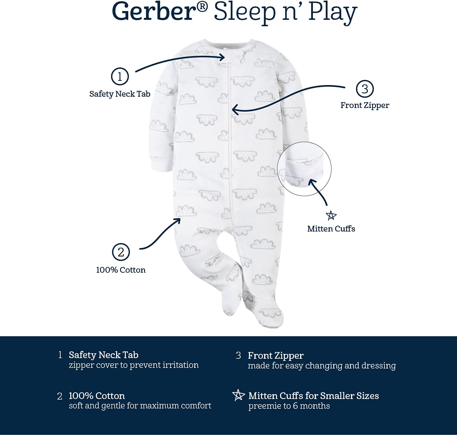 Thumbnail 4 de Gerber Sleep 'N Play 4 Pack: tutine con piedi per neonato e bambino