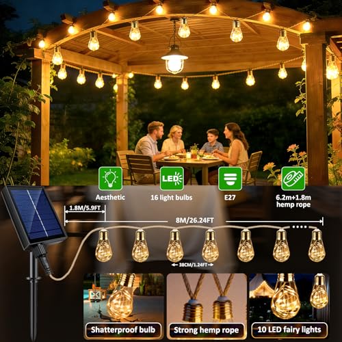 Thumbnail 5 de Caldarax 8M Guirnaldas Luces Exterior Solar con Control Remoto y 16 LED – 8 Modos, IP65