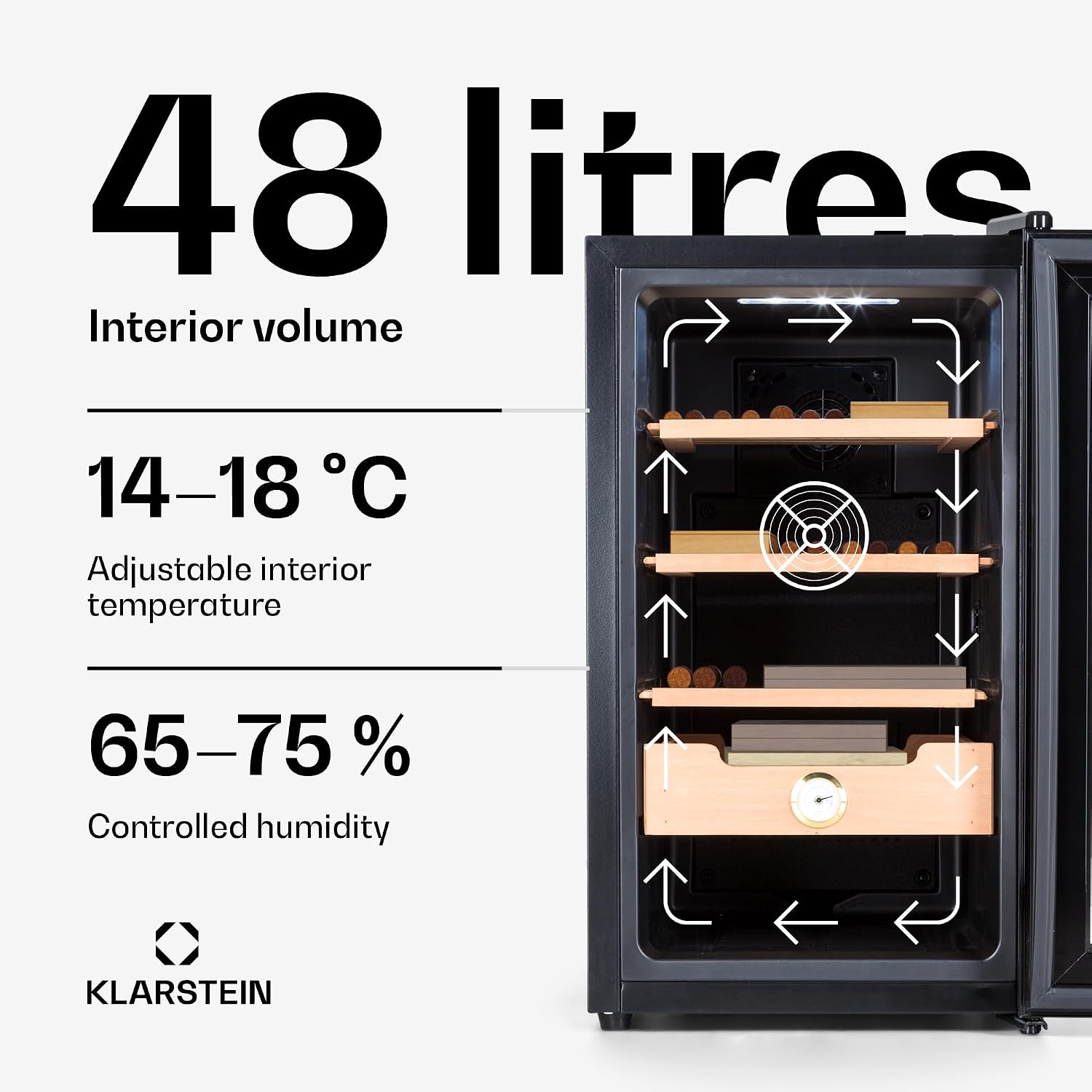 Detalle de Klarstein El Presidente HEA6-ElPresidente48G Cigar Humidor, 23 L