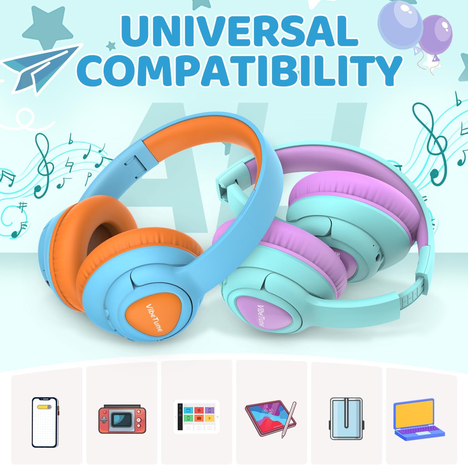 Thumbnail 6 de VibeTune Kids Bluetooth Headphones 60H playtime