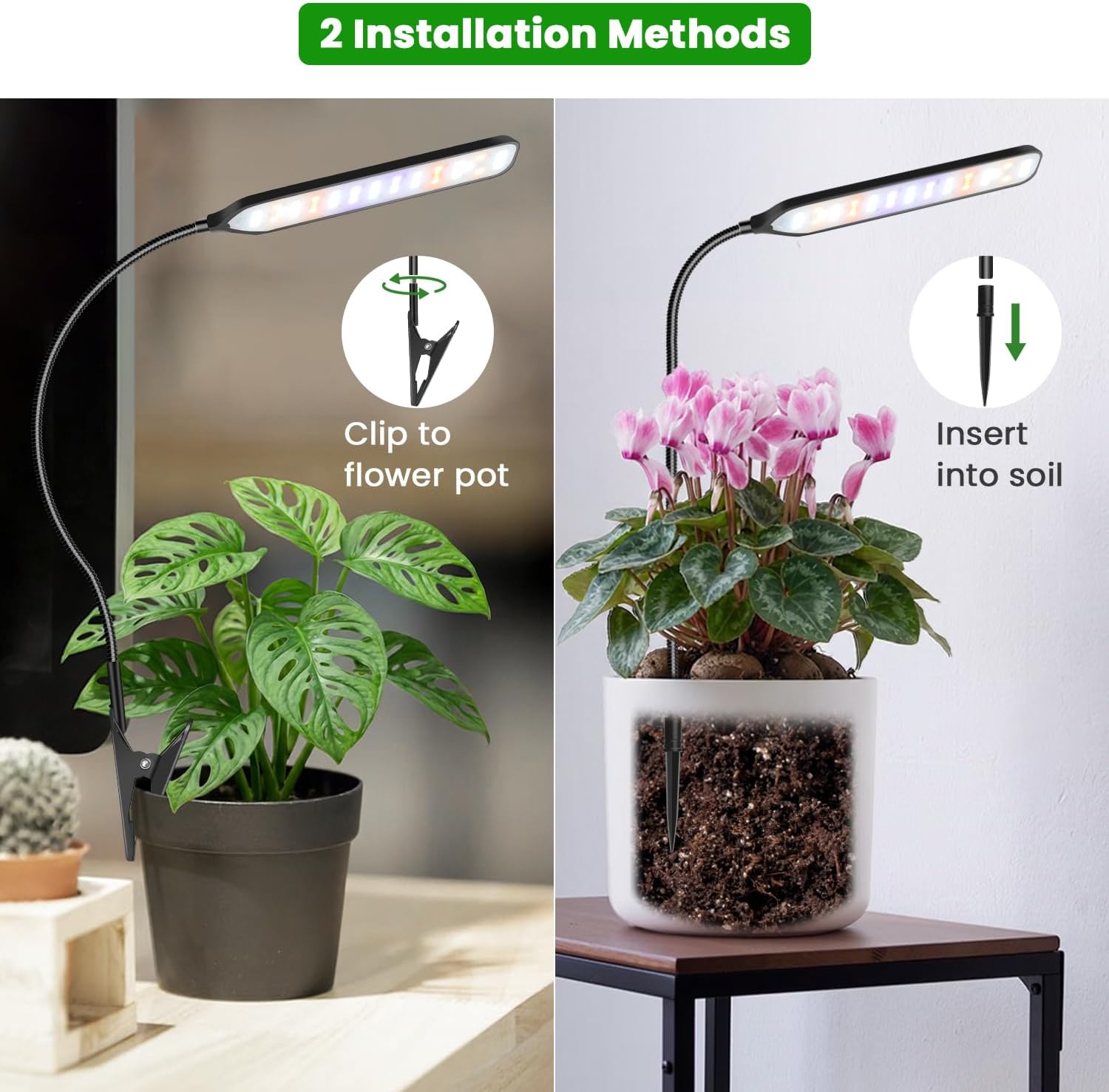 Detalle 2 de Garpsen ZY-M10B Clip-On Grow Light, 52 LEDs, 6000K Full Spectrum