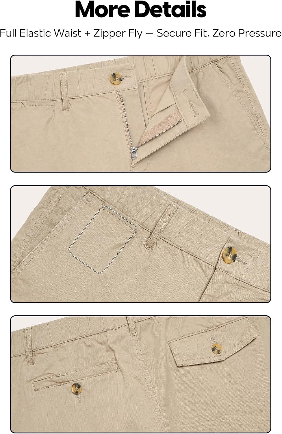 Detalle de maamgic Men's Classic-fit 5.5" Cotton Casual Shorts