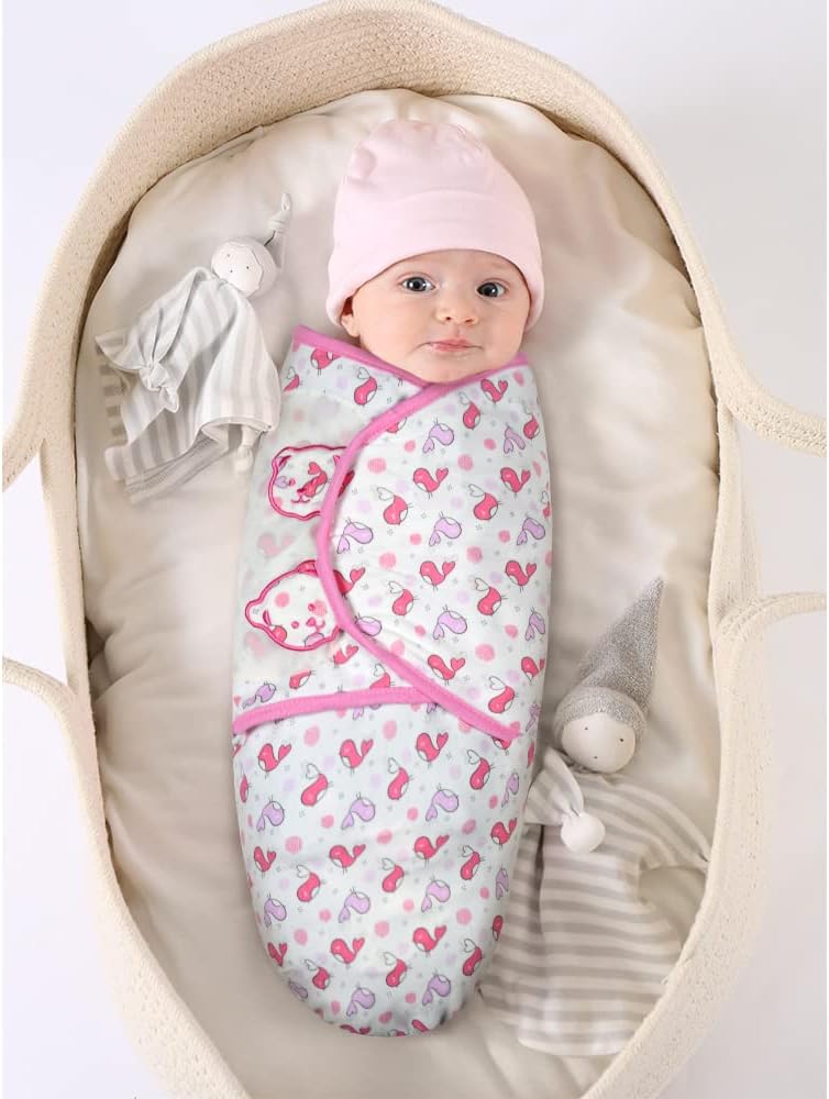 Thumbnail 5 de Vicloon Pucksack Baby – 2er Pack (3-5 Monate) Wickeldecke aus 100% Bio-Baumwolle, verstellbar, rosa