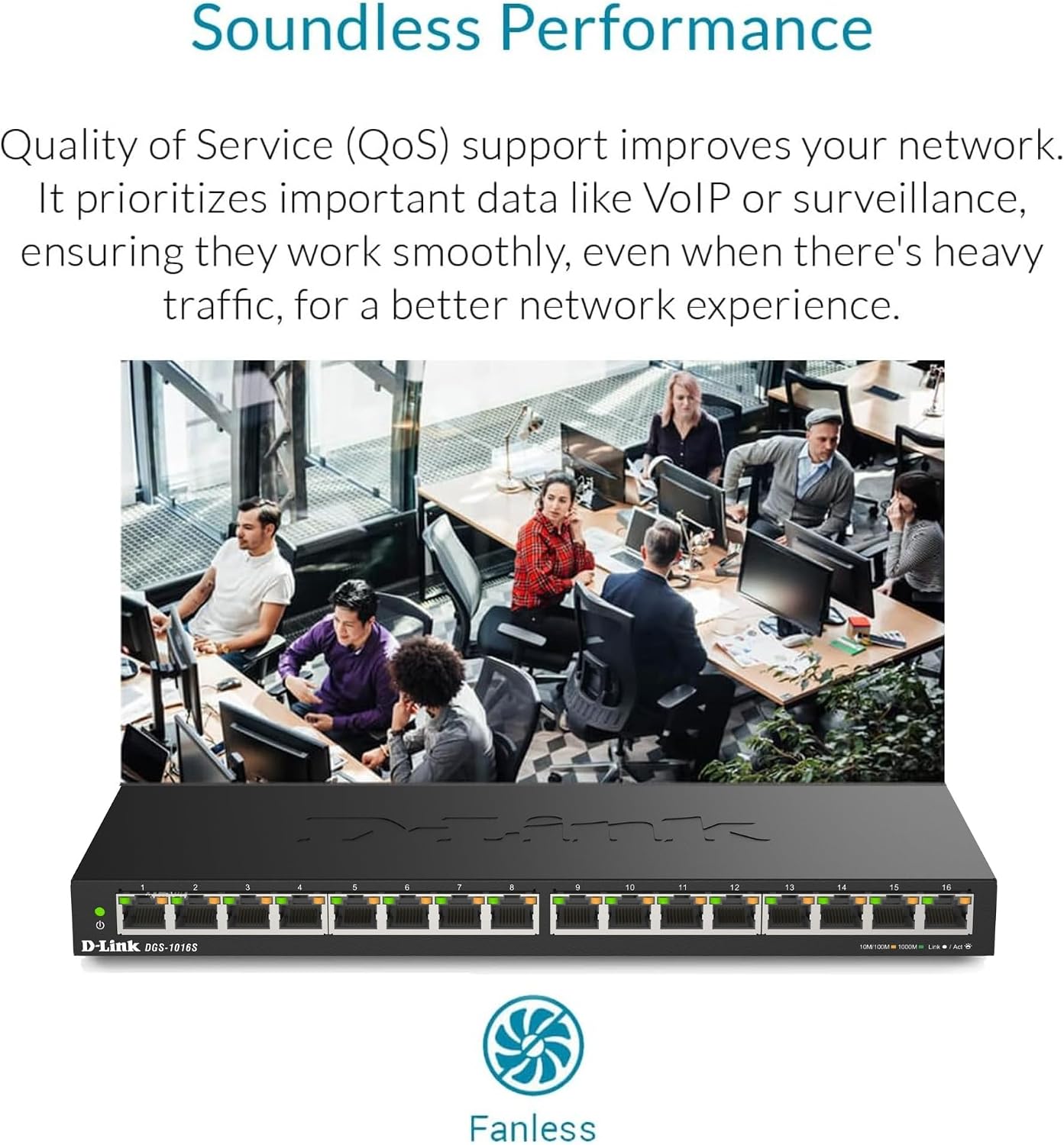 Thumbnail 5 de D-Link DGS-1016S 16-Port Unmanaged Gigabit-Switch (lüfterlos, Low-Profile Metallgehäuse, Desktop/Wandmontage)