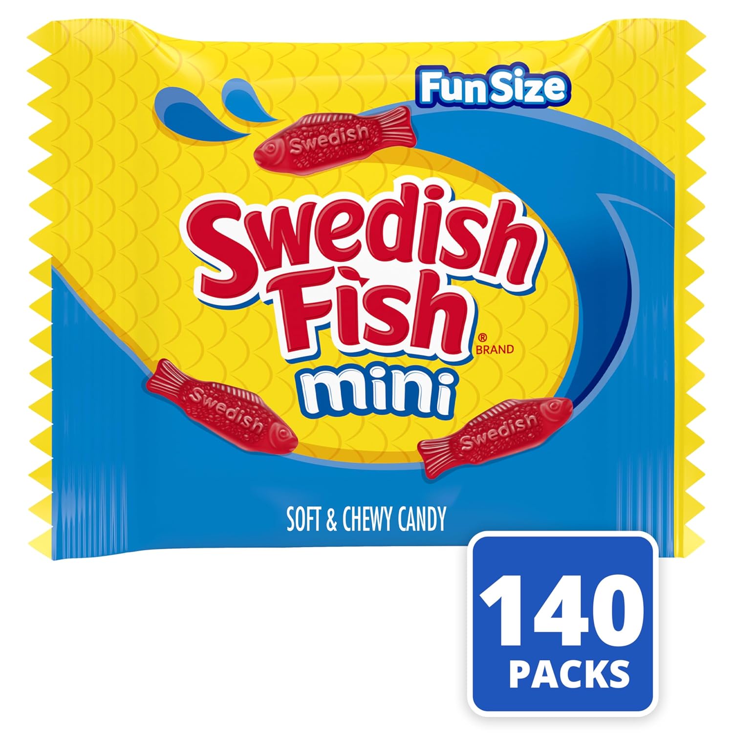Detalle de SWEDISH FISH Mini Soft & Chewy Gummy Candy, 140 Snack Packs