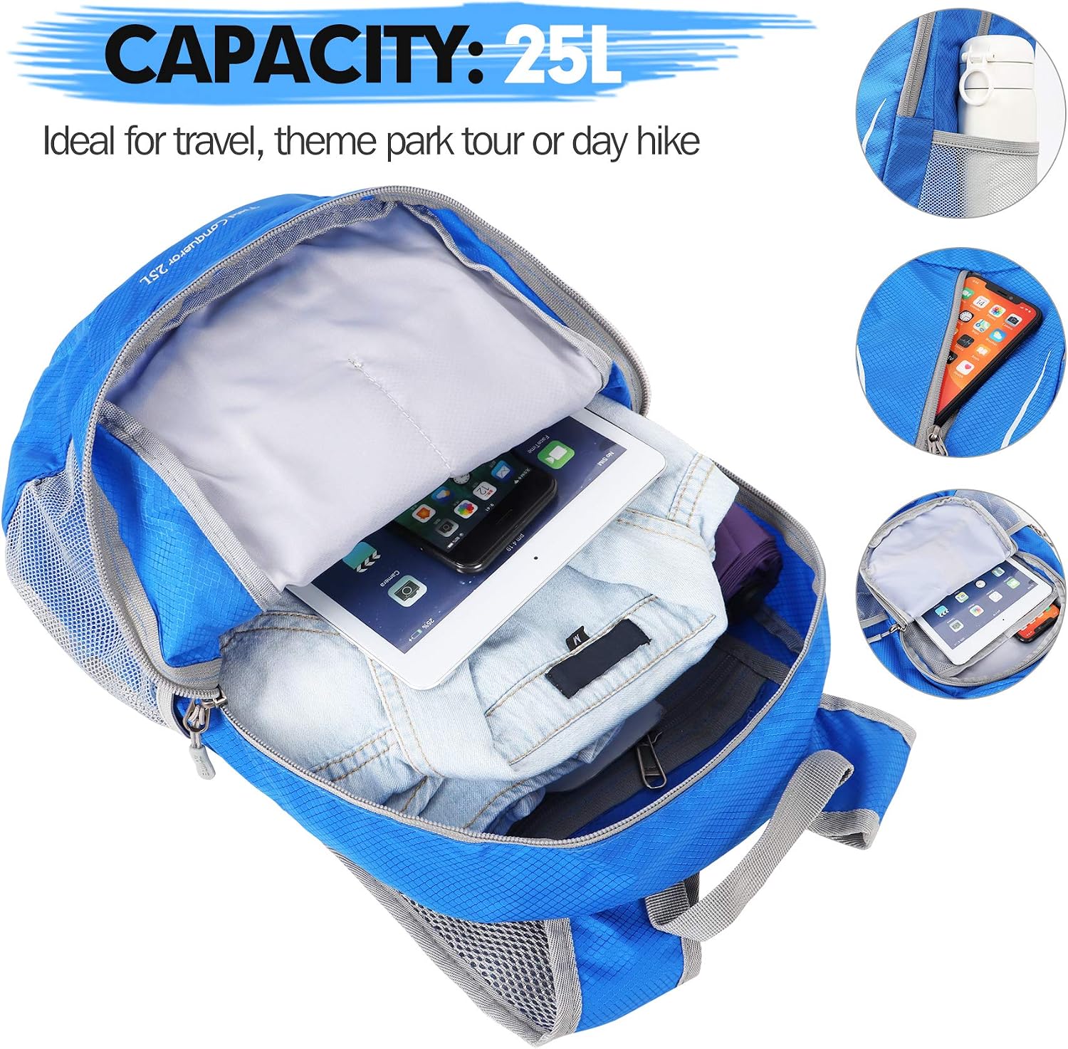 Detalle de ZOMAKE Sac à dos pliable 25 L
