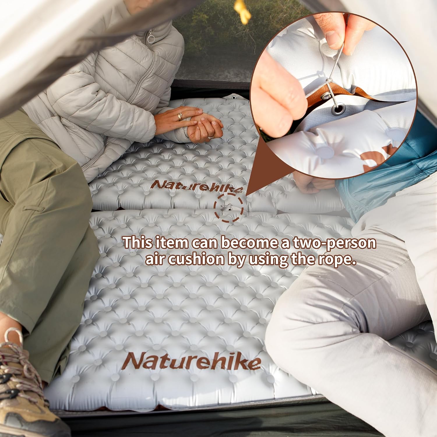 Detalle de Naturehike Ultraleicht Camping Isomatte 5,8 R-Wert, 8 cm Dicke – Aufblasbare Schlafmatte, 183×58 cm, PFAS-frei