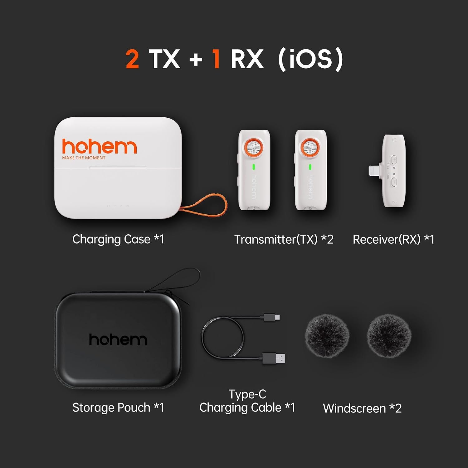 Thumbnail 1 de Hohem MIC-01 Wireless Lavalier Microphone with DSP Noise Cancellation and Charging Case