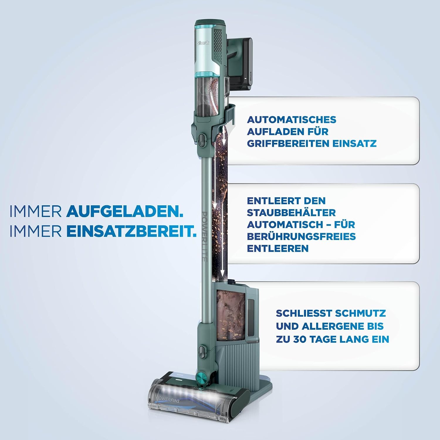 Detalle de Shark PowerLite Clean & Empty Pet BU3623EUT – Kabelloser Akku-Staubsauger mit automatischer Entleerung