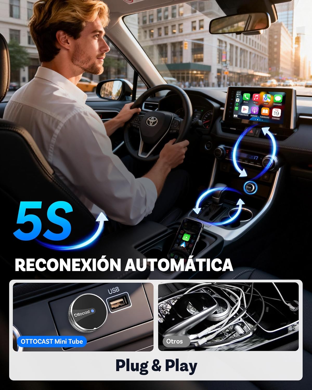 Thumbnail 4 de OTTOCAST Mini Tube 2026 CarPlay inalámbrico