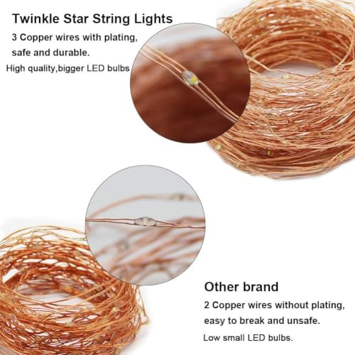 Detalle 2 de Twinkle Star Fairy Lights: 20m USB Copper Wire String Lights (200 LEDs) with Remote, 8 Modes and Timer