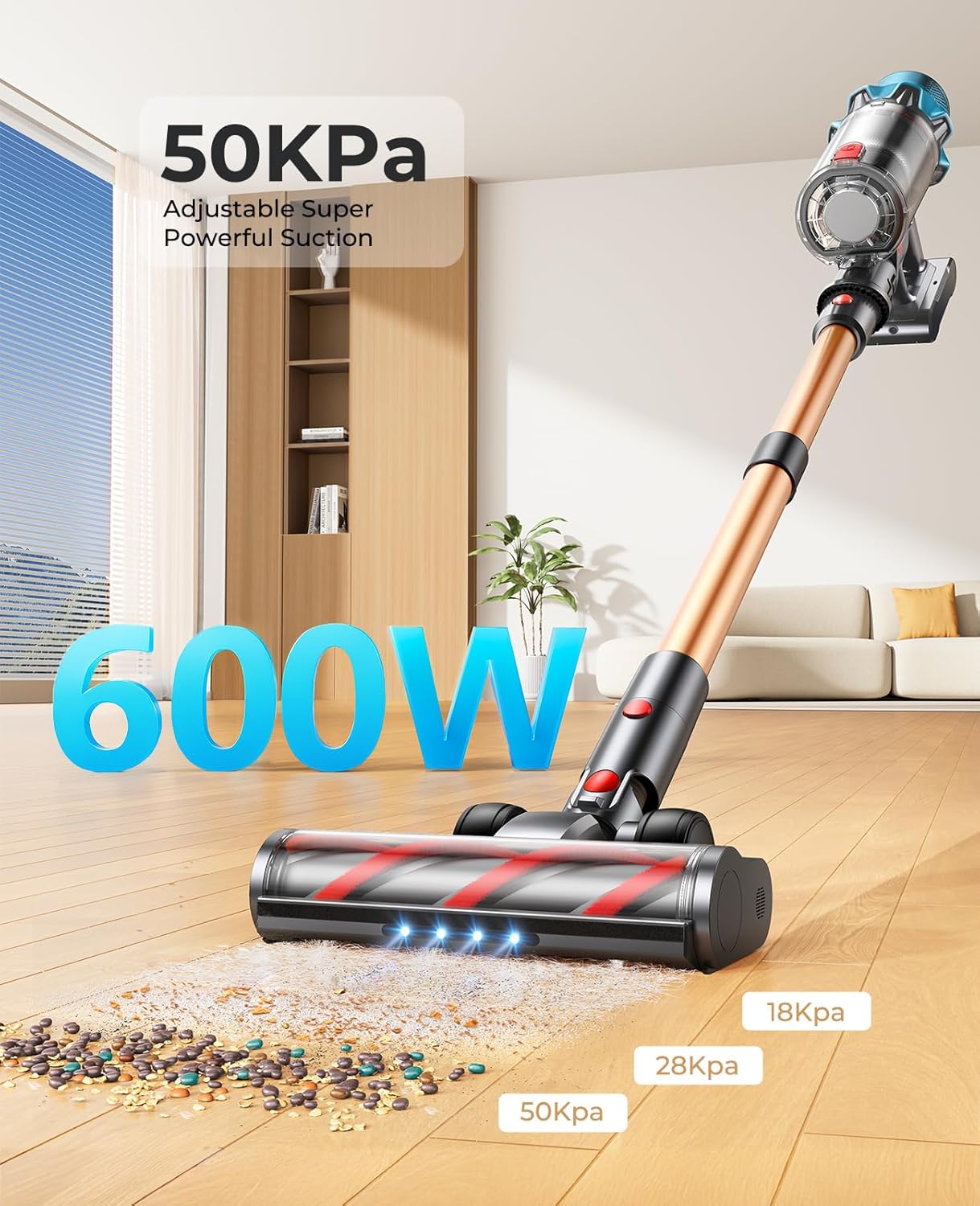 Thumbnail 1 de Fieety Cordless Vacuum Cleaner (V7 Pro) – Stick Vacuum with 65 mins runtime, 50KPa suction and anti-hair wrap