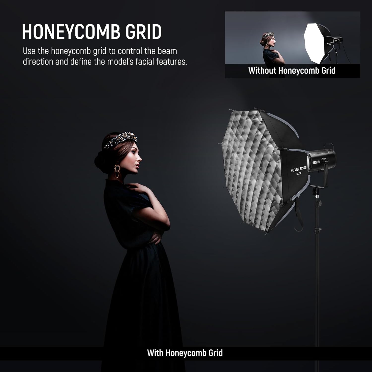 Detalle de NEEWER Basics Octagonal Softbox Kit NS33P for Studio Lighting
