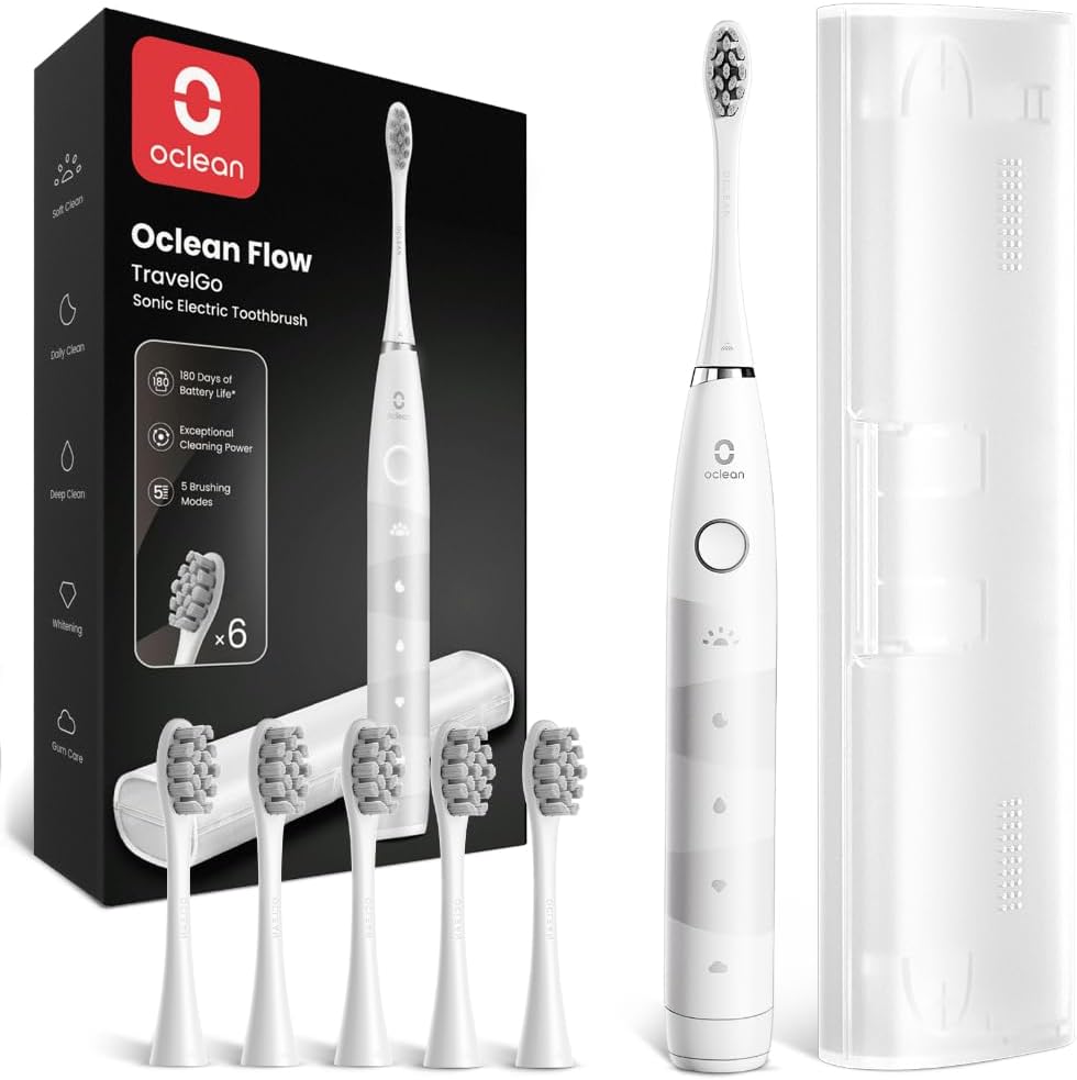 Detalle de Oclean Flow Gift Set – Schlaflose Reisen mit 180 Tage Akku, IPX7 & 6 Bürstenköpfen