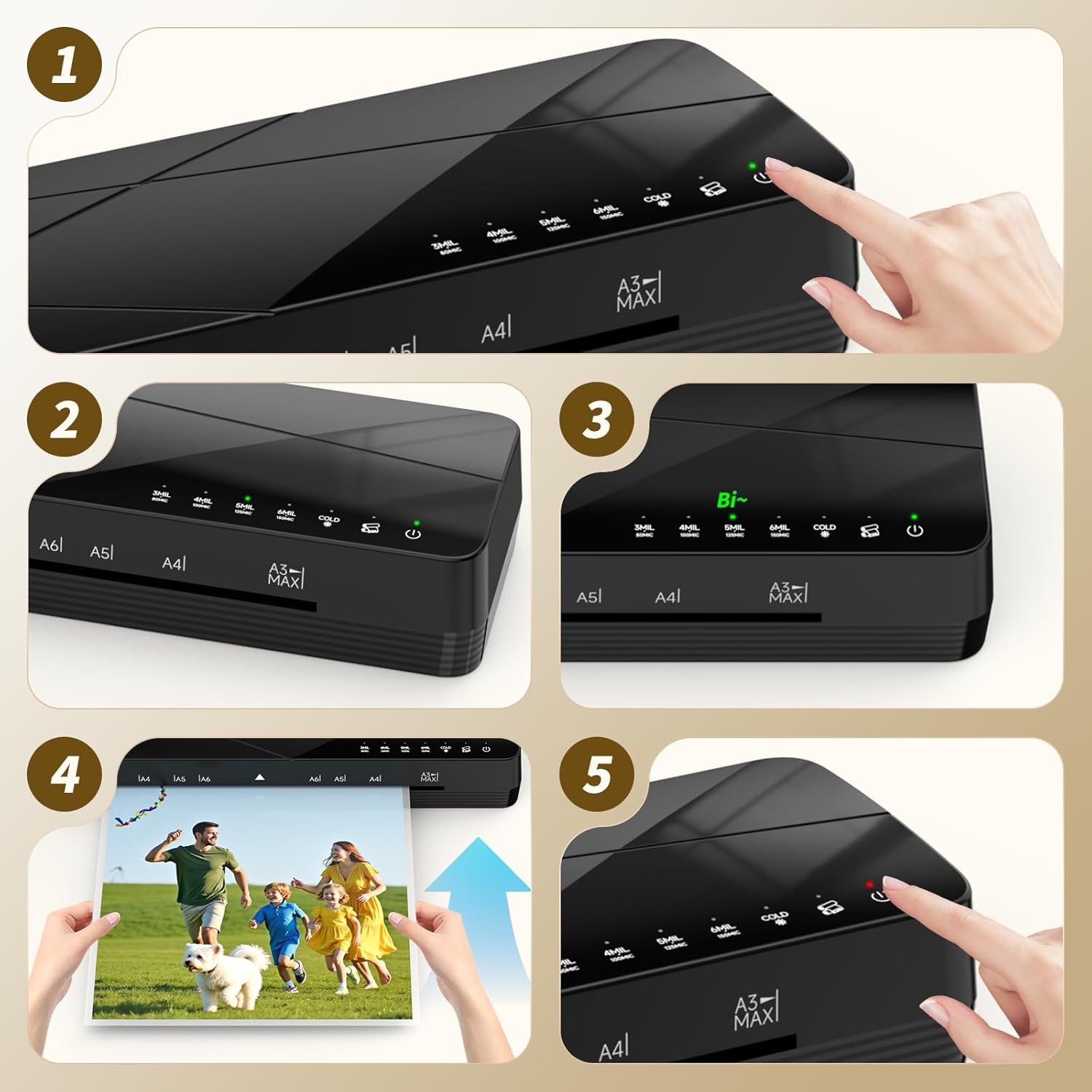 Thumbnail 3 de Crenova Laminiergerät A3 mit Touchscreen – Heiß- und Kaltlaminierung für A3/A4/A5/A6 (black)