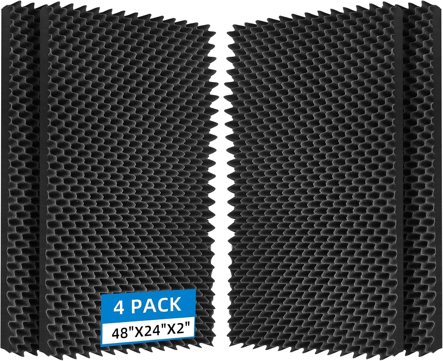Detalle de Geynnple 6-U3T1-S555 Soundproof Foam Panels, 4-Pack, 48 x 24 x 2 in, Black