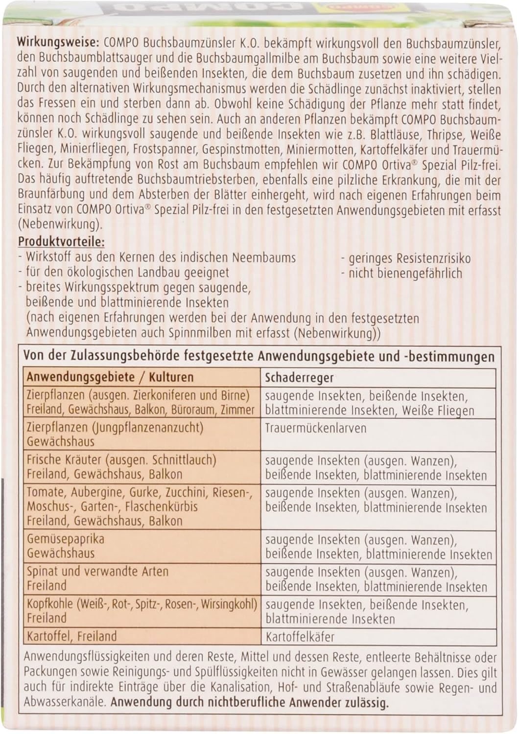 Detalle de COMPO Buchsbaumzünsler K.O. – Konzentrat 50 ml mit Dosierbecher