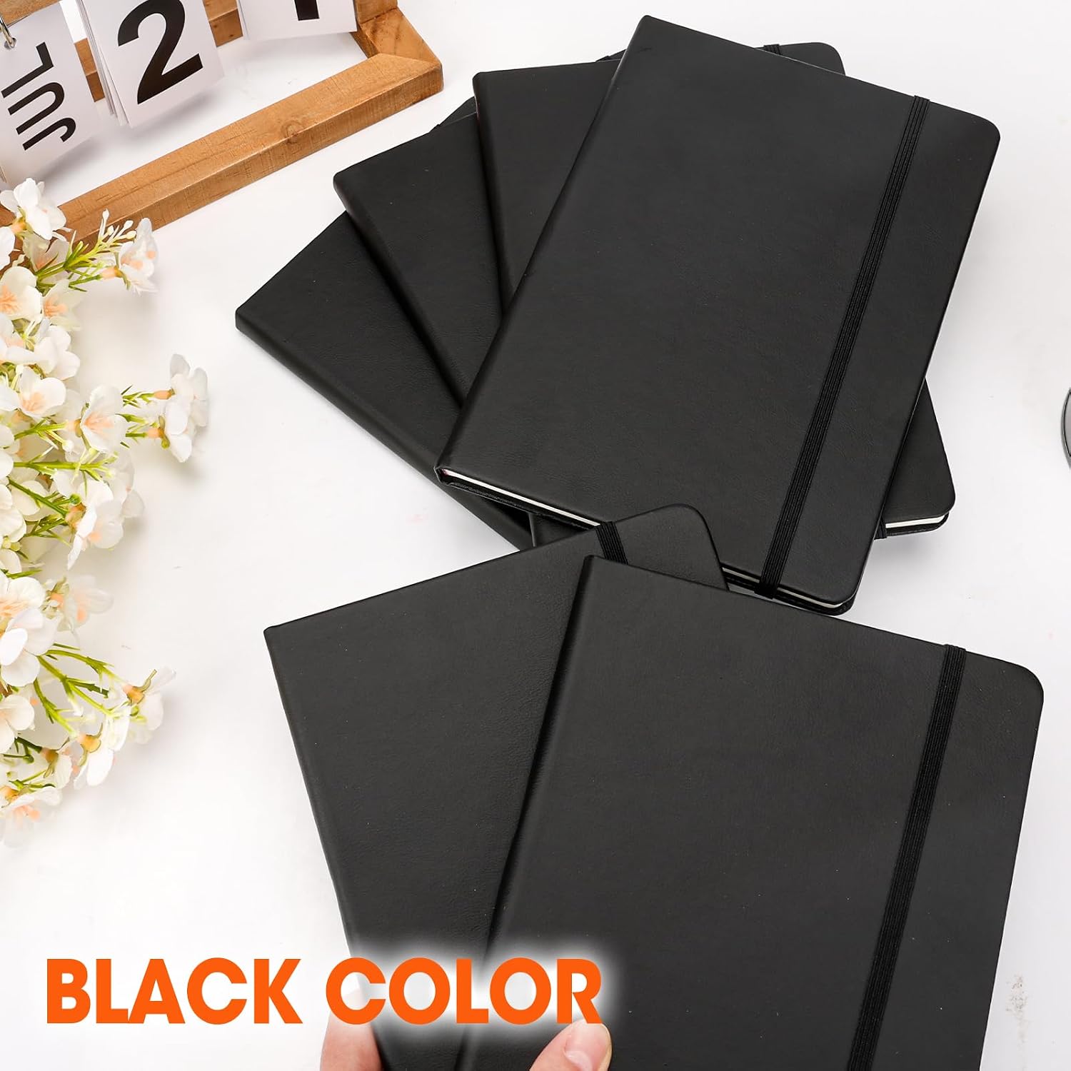 Detalle de BGUP 16-Pack A5 Hardcover Lined Notebooks, 136 Pages, Black