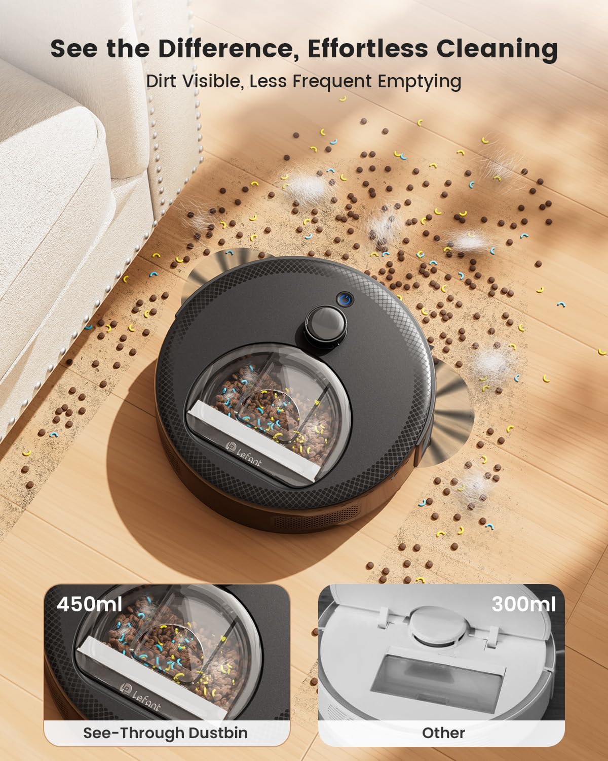 Detalle 2 de Lefant M330 Pro Robot Vacuum and Mop with LiDAR, Multi-Floor Mapping and 190° Obstacle Avoidance
