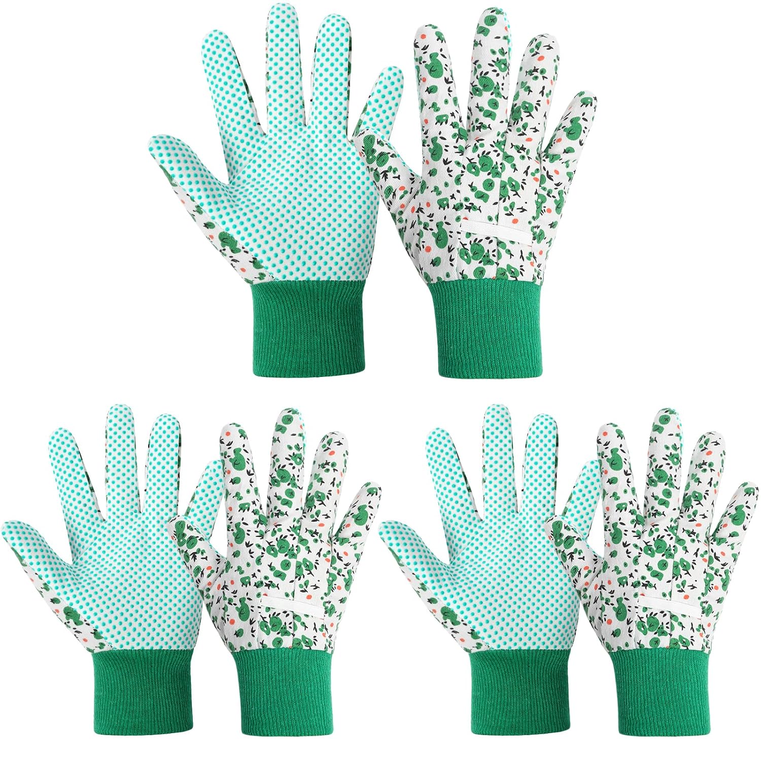 Detalle de Ainiv 3 Paia Guanti da Giardinaggio Antiscivolo con Motivo Floreale – Comfort e Protezione per il Cortile