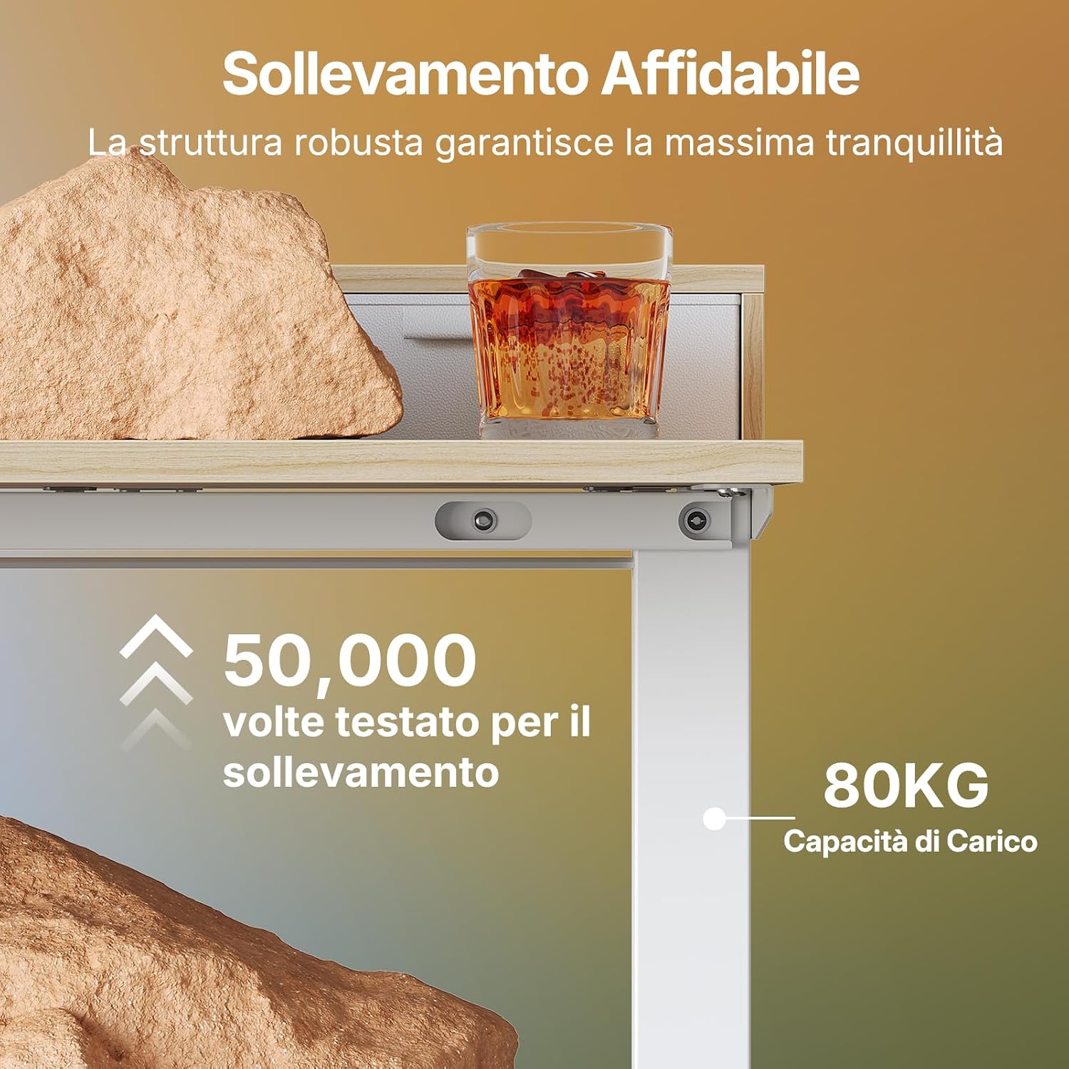 Thumbnail 4 de HUANUO Scrivania Piccola 80 x 53 cm con cassetti: altezza regolabile 72–118 cm e morsetto a C