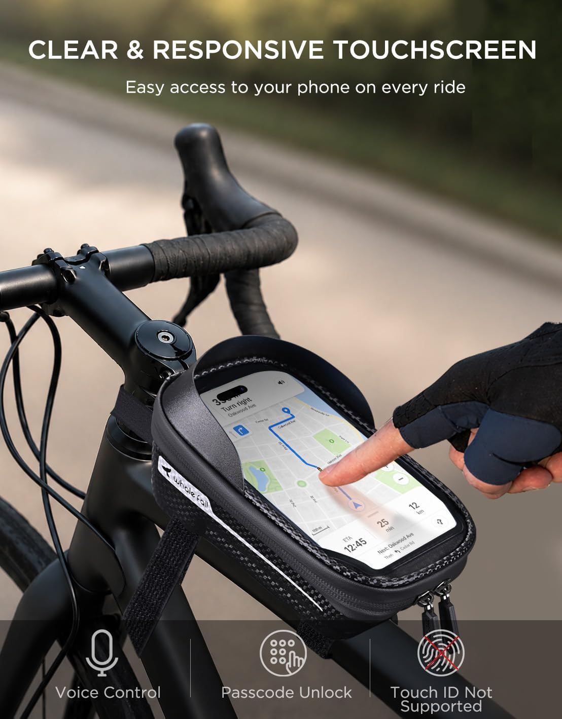 Detalle de whale fall Bike Phone Holder Waterproof Top Tube Bag (Phones up to 7") with Hard EVA Case & Touchscreen