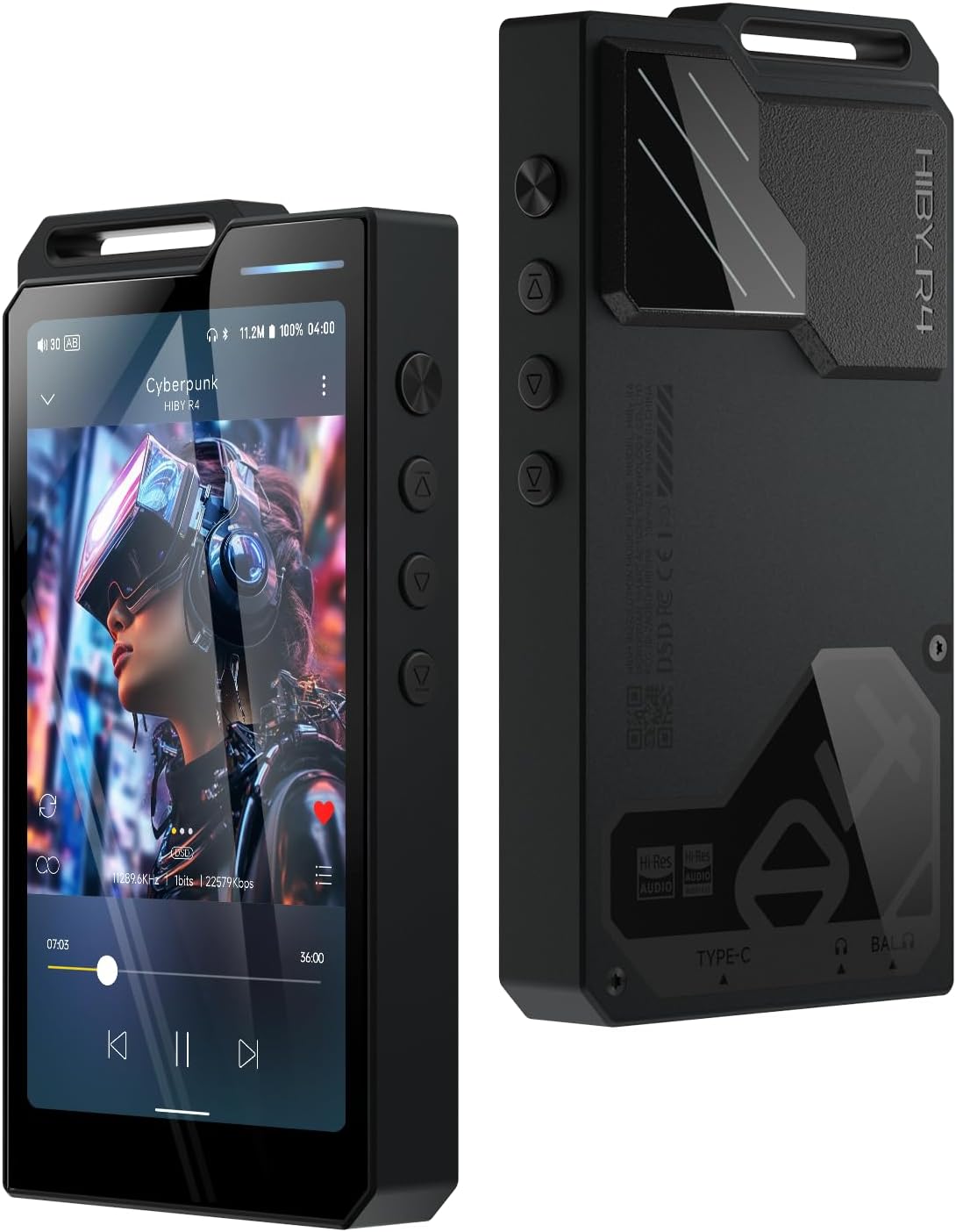 HiBy Lettore MP3 Android R4 con Bluetooth e Wi‑Fi, supporto DSD/PCM/MQA e uscita bilanciata 4,4 mm