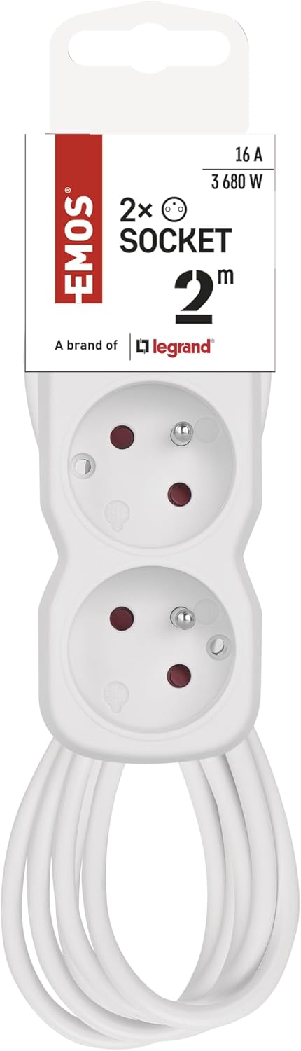 Detalle 2 de EMOS listwa zasilająca 2 m, 2 gniazda francuskie 45°, 250 V, 16 A