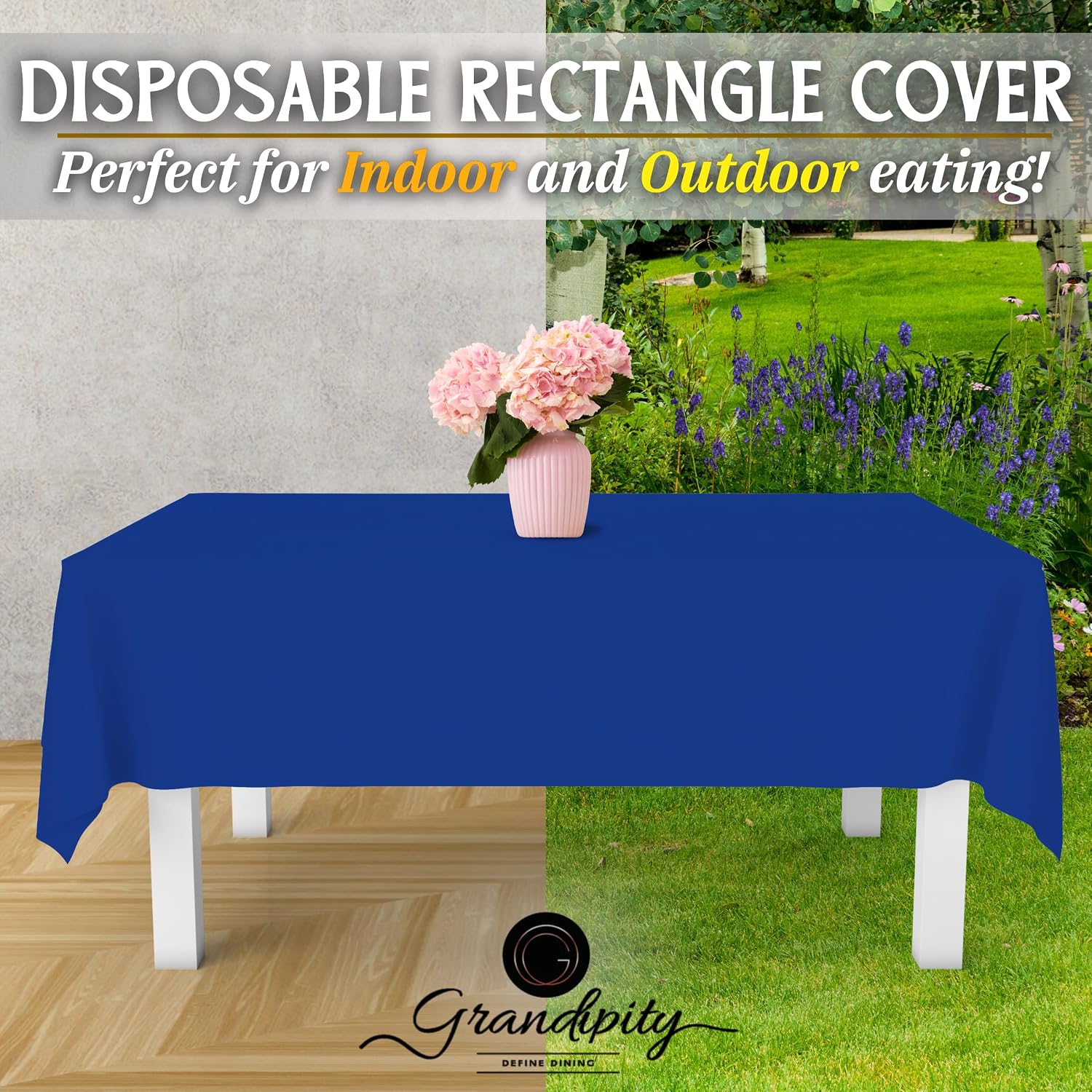 Thumbnail 4 de Grandipity Blue Plastic Tablecloth, 54 x 108 inches — 12-pack (Rectangular)