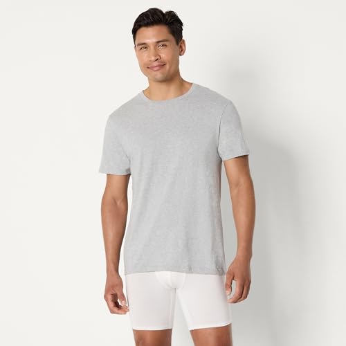 Detalle de Amazon Essentials Magliette Intime Girocollo Uomo – 6 pezzi, taglia M, medio grigio mélangé/bianco