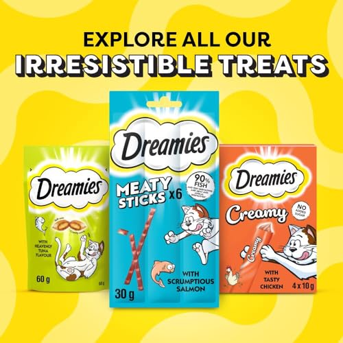 Thumbnail 10 de DREAMIES Cat Treats Multipack (12 x 60g) – Cheese, Salmon & Chicken Biscuits