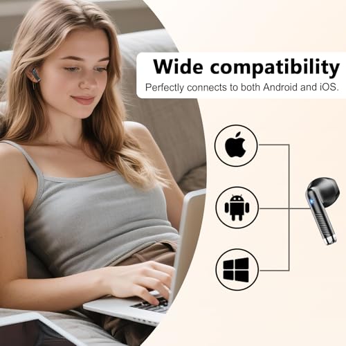Detalle de Drsaec 2026 Écouteurs Bluetooth 5.4 sans Fil – 56H d’autonomie, IP67 et LED du boîtier