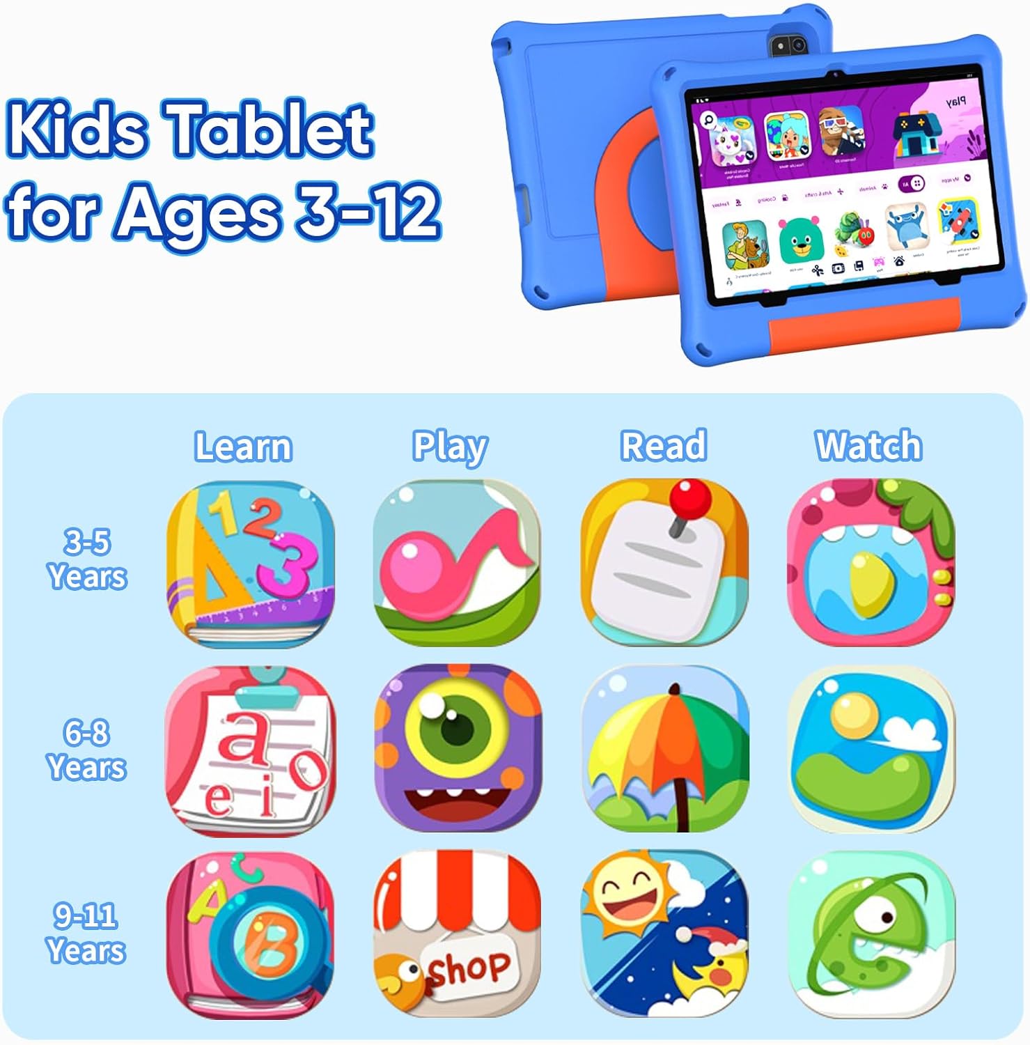 Thumbnail 3 de 10-inch Kids Tablet (Android 16) with Parental Control, Dual Camera, 24GB RAM + 64GB Storage (Expandable)