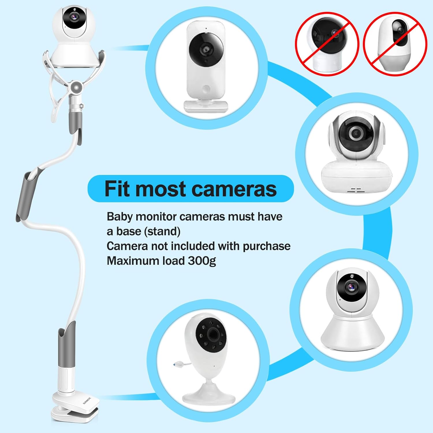 Thumbnail 1 de BURNNOVE Supporto universale per baby monitor a collo di cigno, installazione senza forare fino a 85 cm