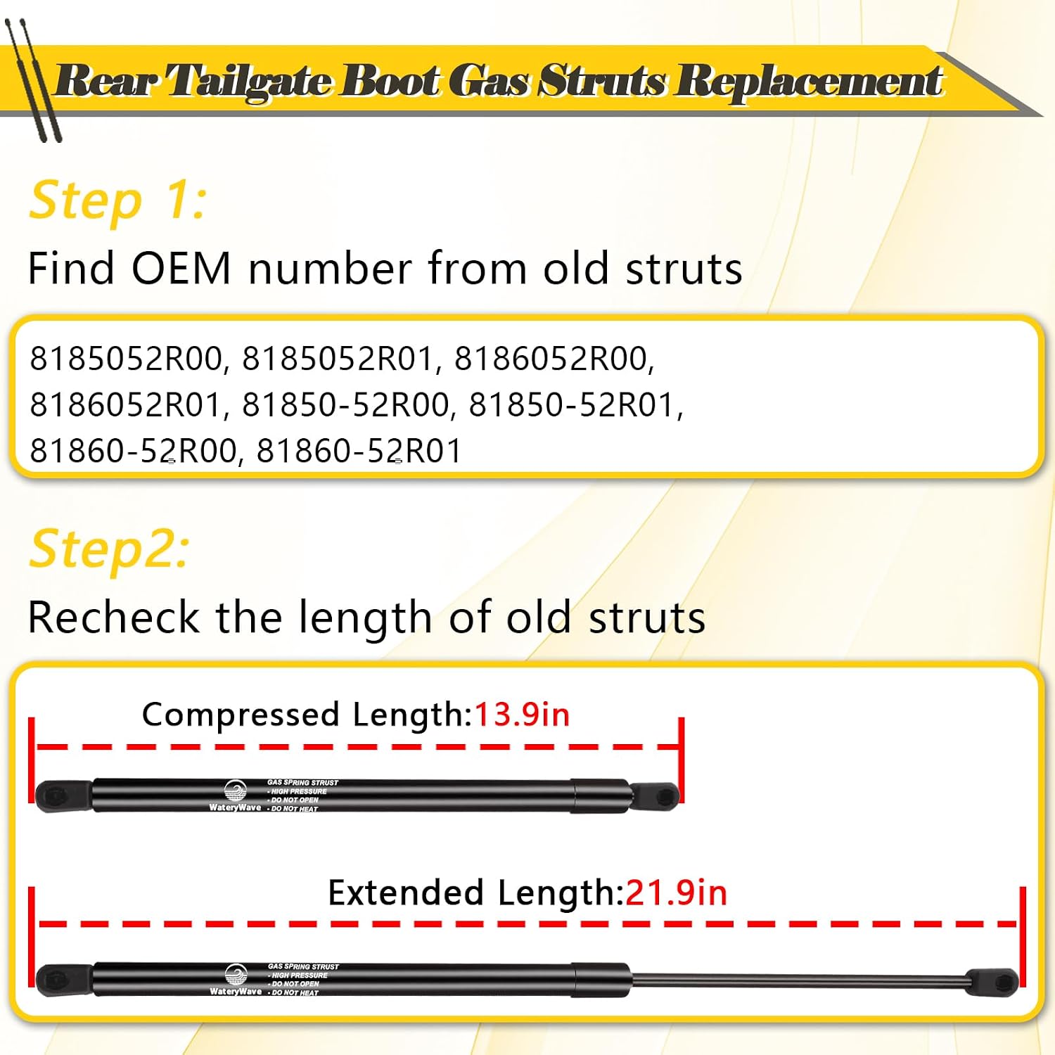 Detalle de WateryWave 2Pcs Tailgate Struts for Suzuki Swift Mk5 (2017–2023) – 245N Replacement