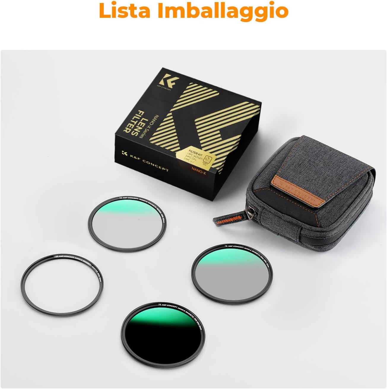 Detalle de K&F CONCEPT Nano-Xcel 77mm Set di Filtri Magnetici: MCUV, CPL e ND1000 in un sistema rapido