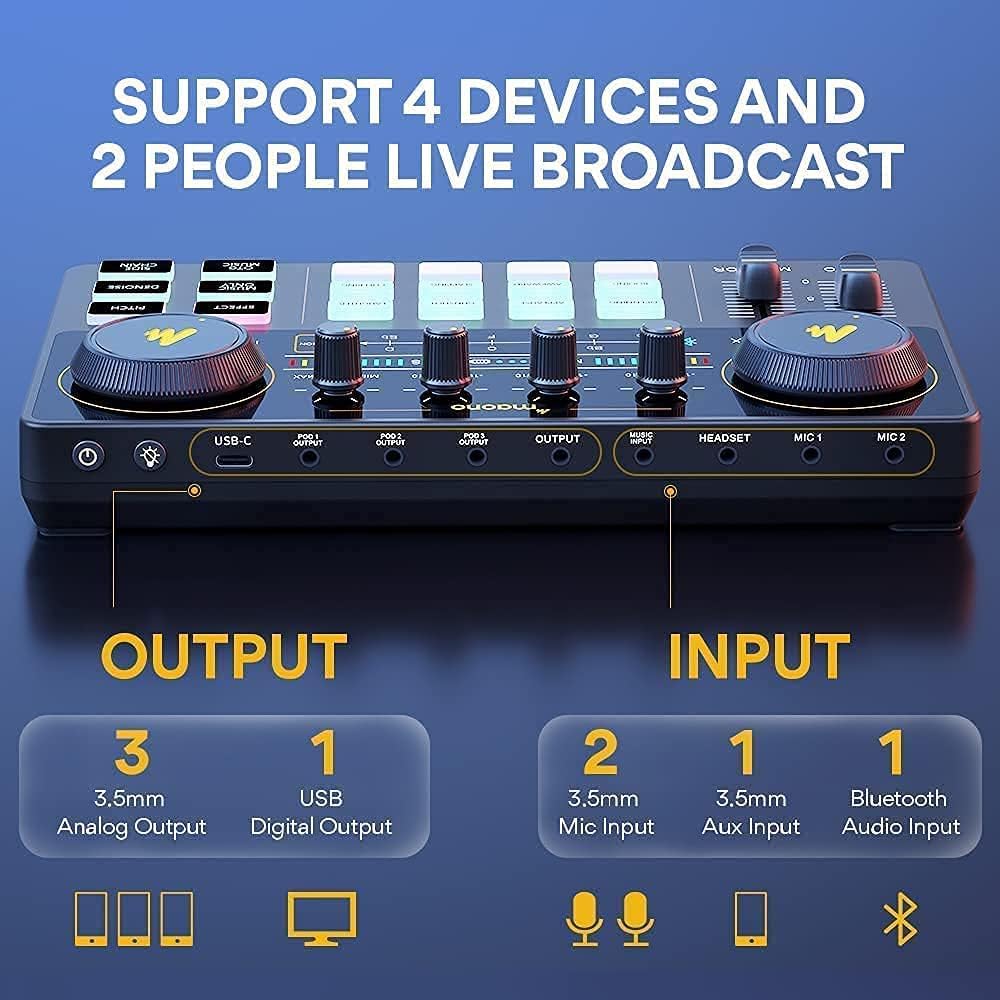 Detalle 2 de MAONO AU-AM200-S6 MaonoCaster Lite Podcast Mixer Bundle with 25mm Mic