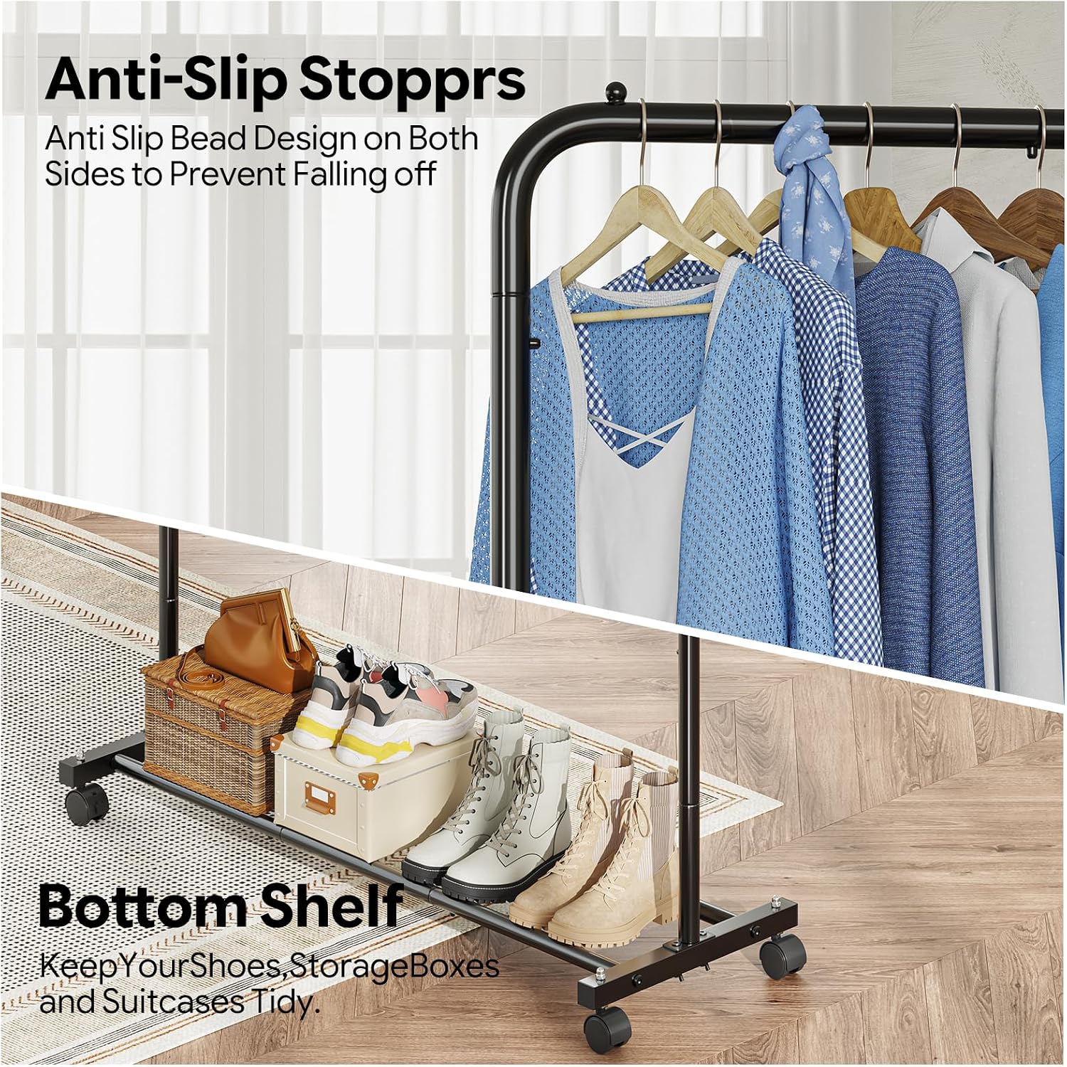 Detalle de Simple Trending Standard Clothes Rack with Storage Shelves